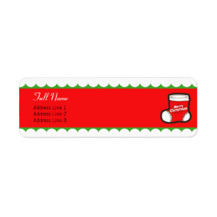 Christmas stocking red n green border label