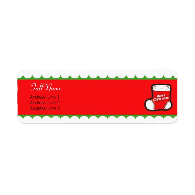 Christmas stocking red n green border label (Front)