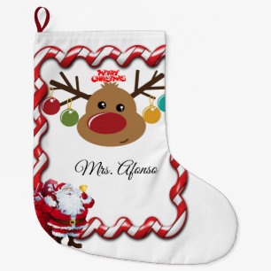 Christmas Stocking, Reindeer Large Christmas Stocking