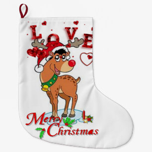 Christmas Stocking, Reindeer Large Christmas Stocking