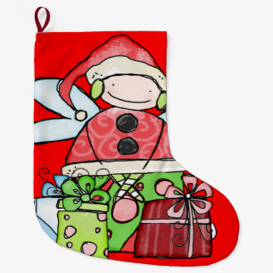 Christmas Stocking, Santa Angel Red Large Christmas Stocking