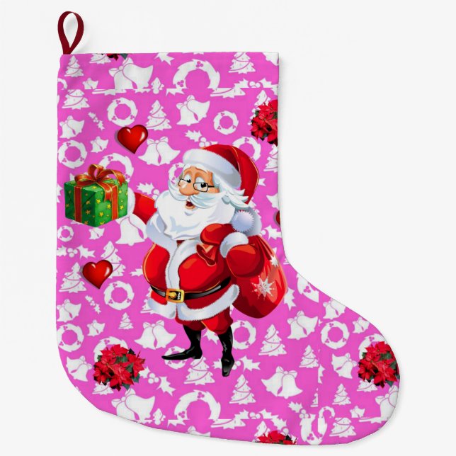 Christmas Stocking, Santa Large Christmas Stocking (Front)