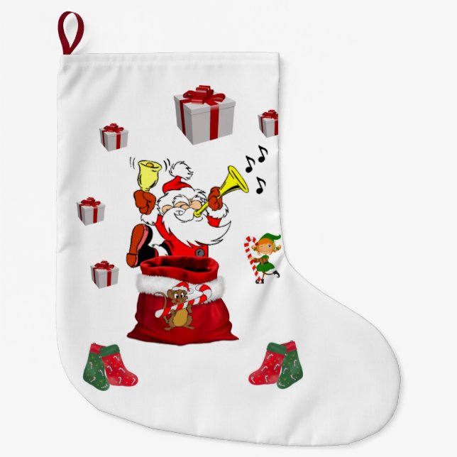 Christmas Stocking, Santa Large Christmas Stocking (Front)