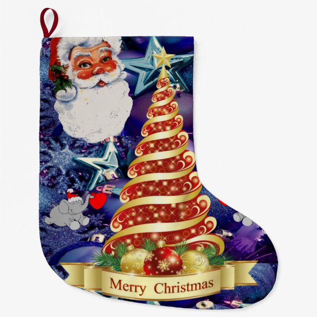 Christmas Stocking, Santa Large Christmas Stocking (Front)