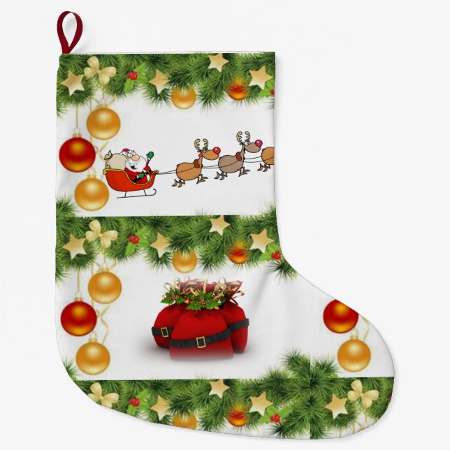Christmas Stocking, Santa Large Christmas Stocking (Front)