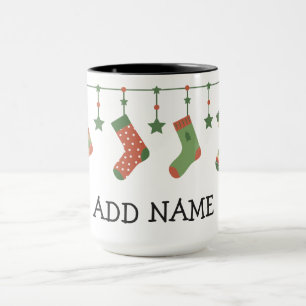 Christmas stocking seasonal winter holida add name mug