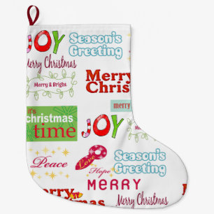 Christmas Stocking, Seasons' Greetings Large Christmas Stocking