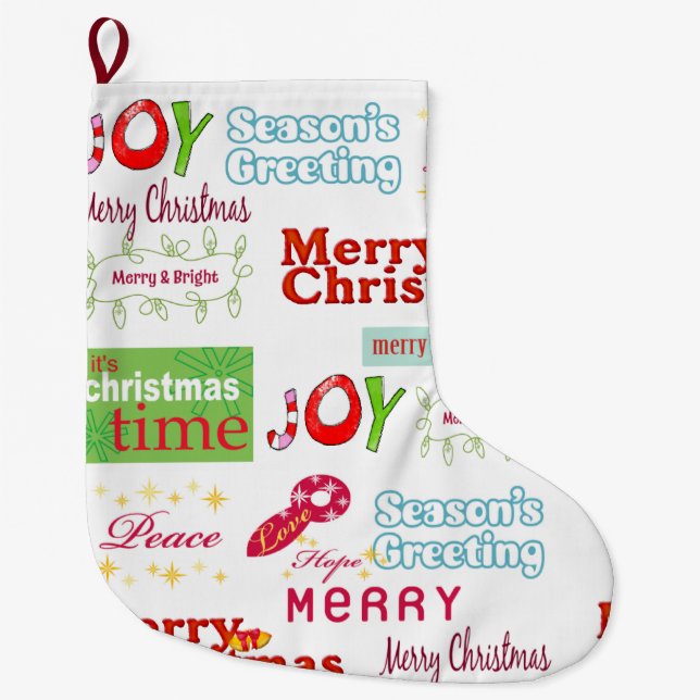 Christmas Stocking, Seasons' Greetings Large Christmas Stocking (Front)