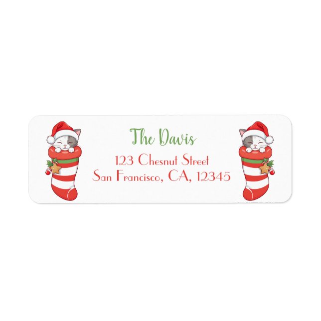 Christmas Stocking - Sleeping Kitten in Santa Hat (Front)