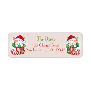 Christmas Stocking - Sleeping Kitten in Santa Hat