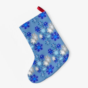 Christmas Stocking - Snowflakes on Blue