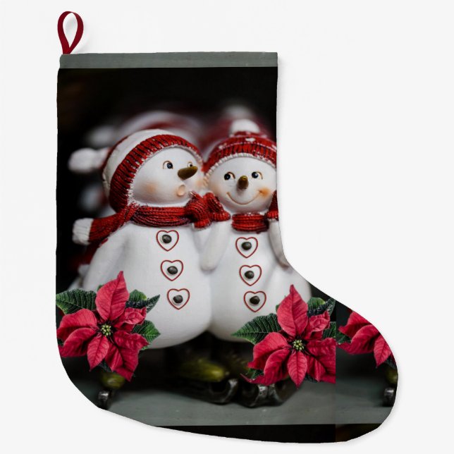 Christmas Stocking, Snowman Large Christmas Stocking (Front)
