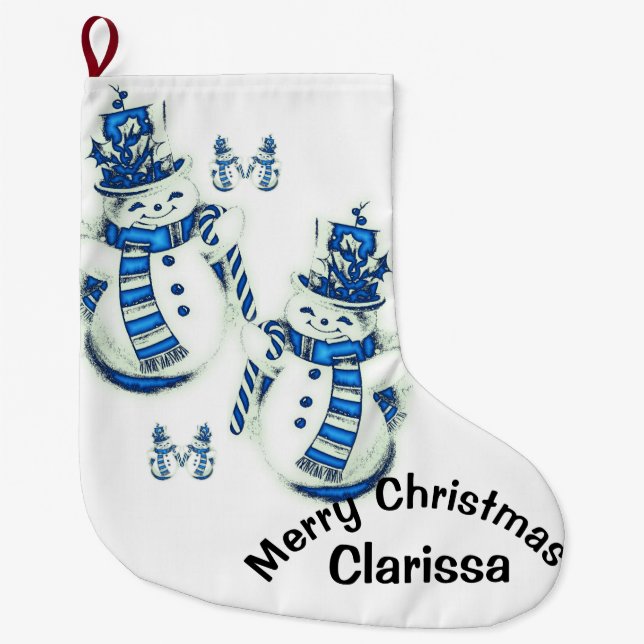 Christmas Stocking,  Snowman Large Christmas Stocking (Front)