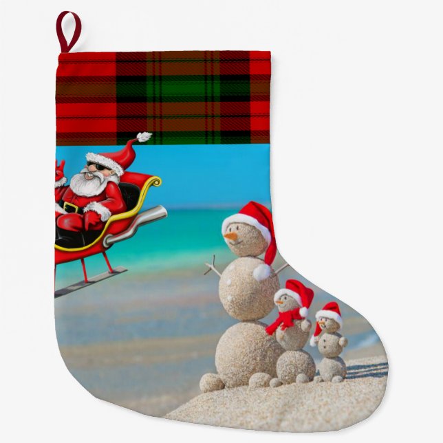 Christmas Stocking, Snowman Large Christmas Stocking (Front)