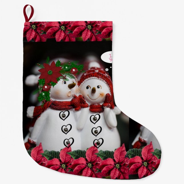 Christmas Stocking, Snowman Large Christmas Stocking (Front)