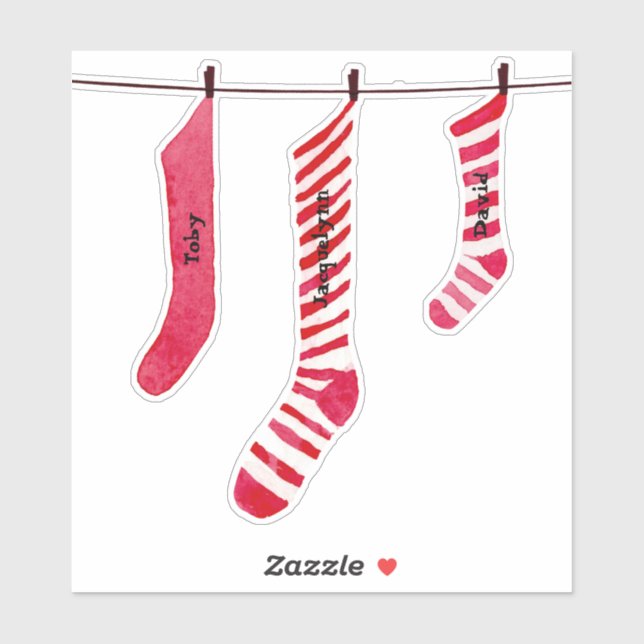 Christmas Stocking Sticker with Names (Sheet)