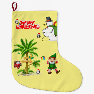 Christmas Stocking, Summer Beach Santa Large Christmas Stocking
