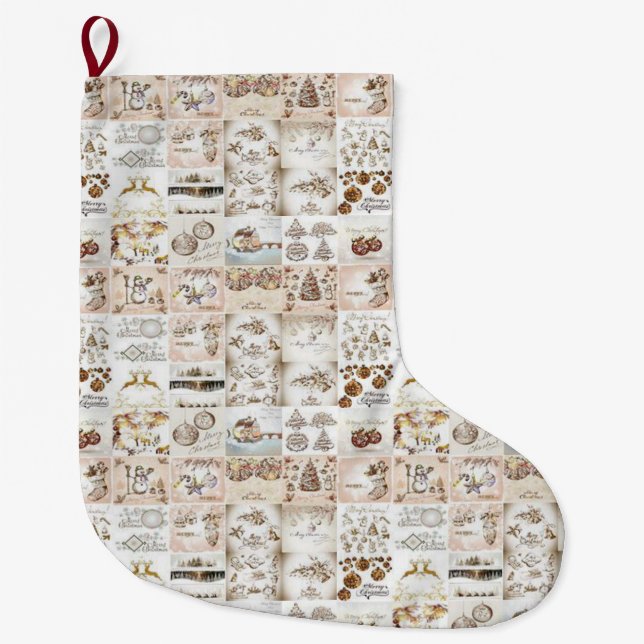 Christmas Stocking, Vintage Large Christmas Stocking (Front)