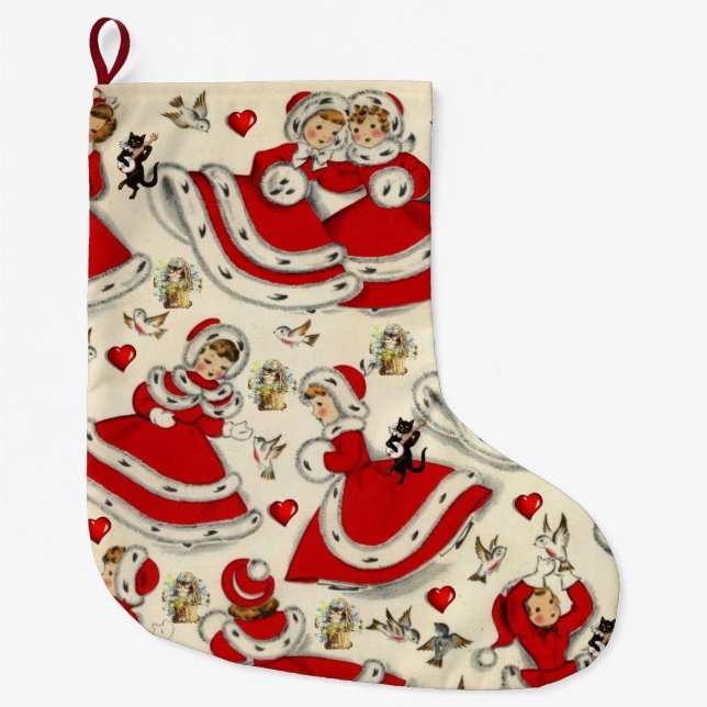 Christmas Stocking, Vintage Large Christmas Stocking (Front)