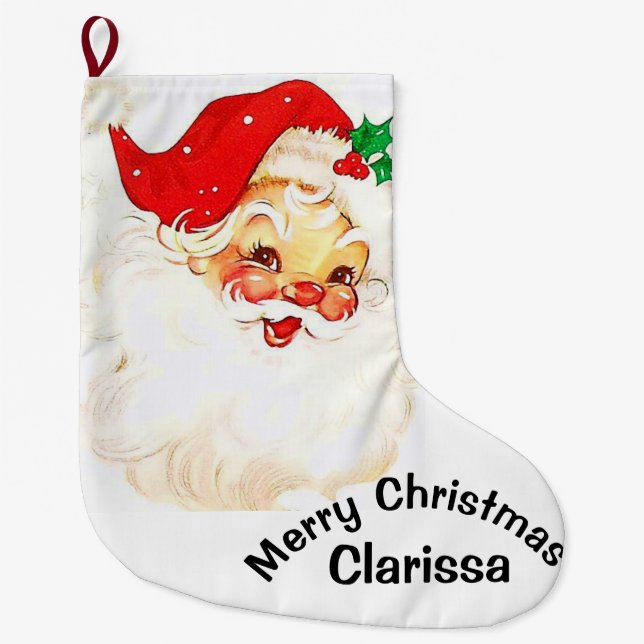 Christmas Stocking,   Vintage Santa  Large Christmas Stocking (Front)