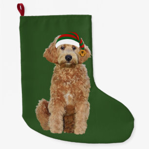 Christmas Stocking w/ golden doodle