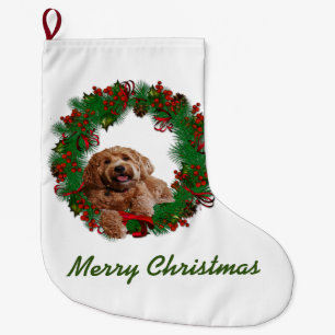 Christmas stocking w/ golden doodle