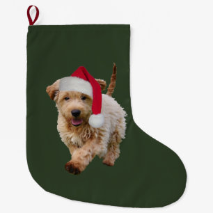 Christmas stocking w/ golden doodle