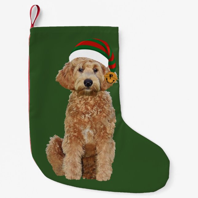 Christmas Stocking w/ golden doodle (Front)
