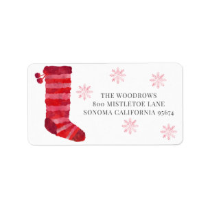 Christmas Stocking Watercolor Label