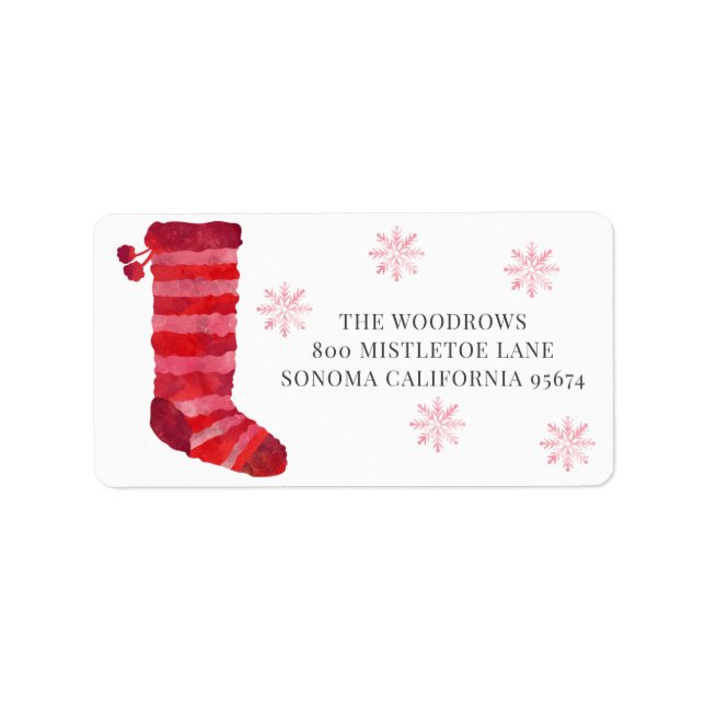 Christmas Stocking Watercolor  Label (Front)