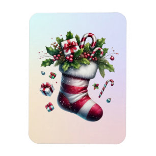 Christmas Stocking with Gifts and Candy Canes Magnet