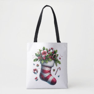 Christmas Stocking with Gifts and Candy Canes Tote Bag