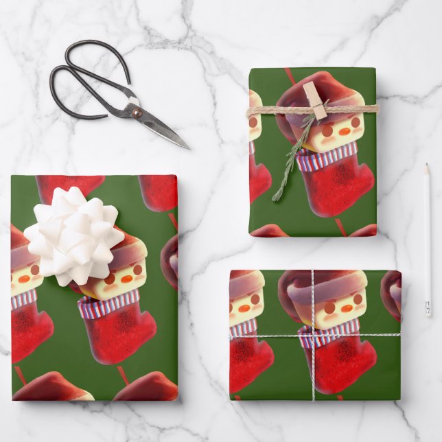 Christmas Stocking Wrapping Paper Sheet (Front)