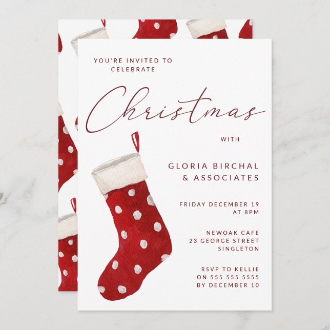 Christmas Stocking Xmas Party Invitation (Front/Back)