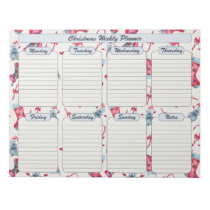 Christmas Stockings and Candy Canes Weekly Planner Notepad
