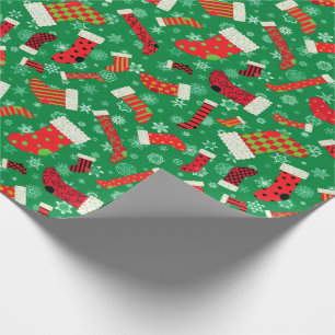 Christmas Stockings and Snowflakes Pattern Wrapping Paper