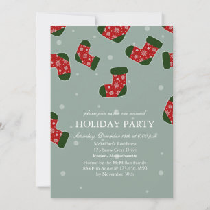 Christmas stockings blue Holiday Party invitation
