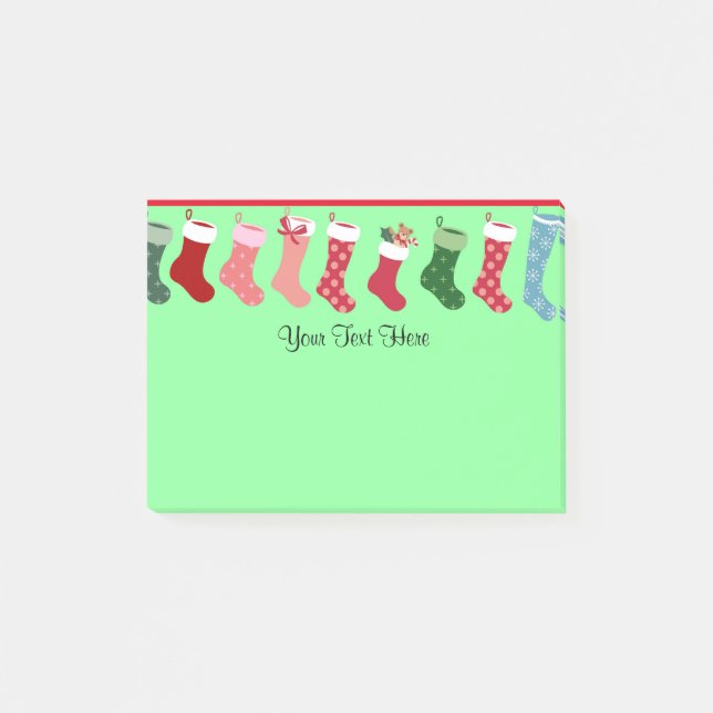 Christmas Stockings Customisable Template Post-it Notes (Front)