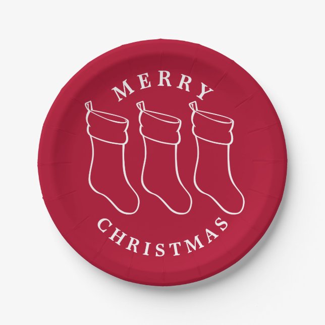 Christmas stockings design paper plate (Front)