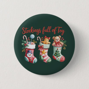 Christmas Stockings Full Of Joy Holiday Preppy 6 Cm Round Badge