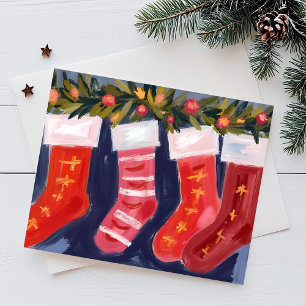Christmas Stockings Garland Merry Christmas Holiday Card