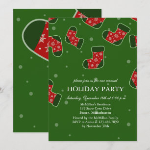 Christmas stockings Green Holiday Party Invitation