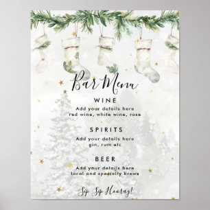 christmas stockings holiday bar menu sign