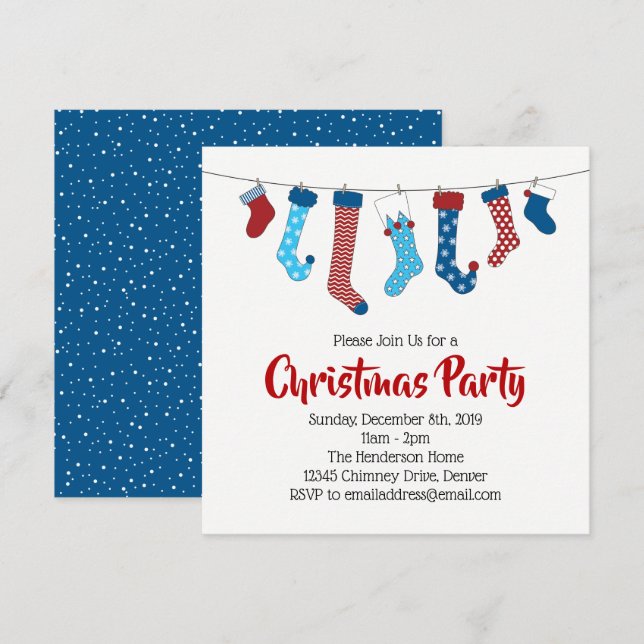 Christmas Stockings Holiday Party Invitation (Front/Back)