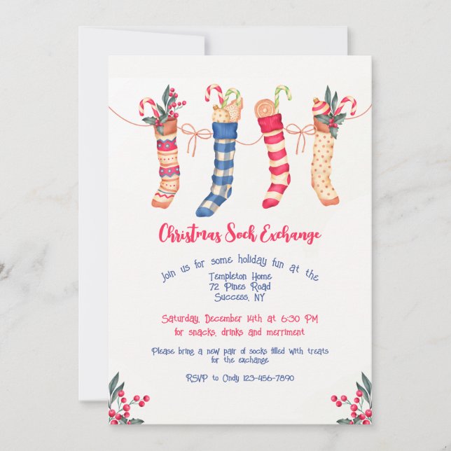 Christmas Stockings Hung With Care Invitation (Front)