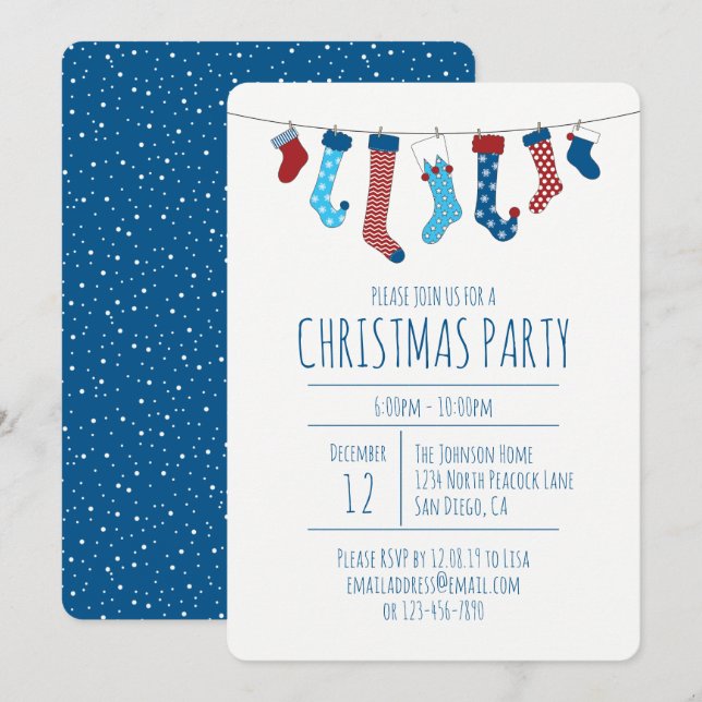 Christmas Stockings Party Invitation (Front/Back)