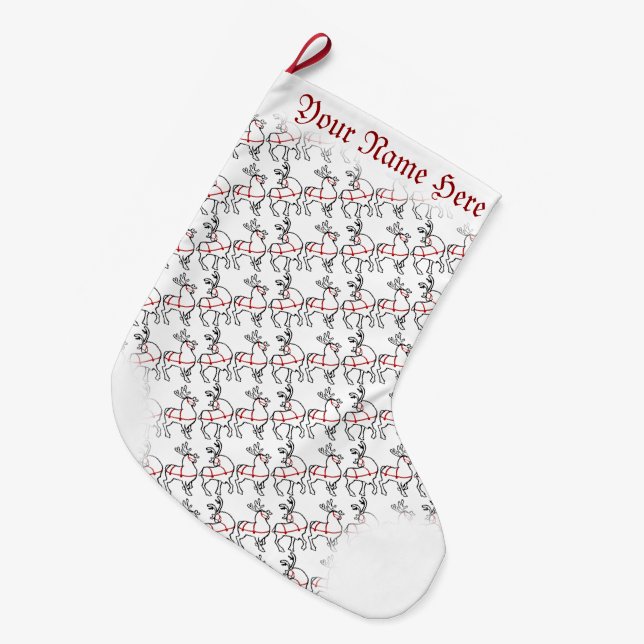 Christmas Stockings Personalised Reindeer Stocking (Front (Hanging))