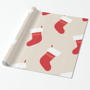 Christmas Stockings Santa Rustic Holiday Wrapping Paper