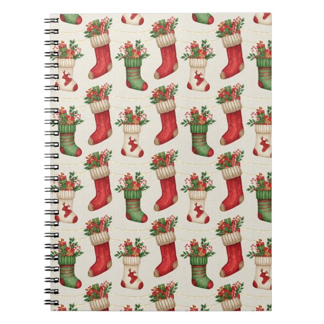 Christmas Stockings Seamless Pattern Notebook (Front)