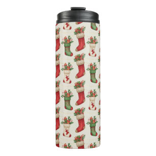 Christmas Stockings Seamless Pattern Thermal Tumbler